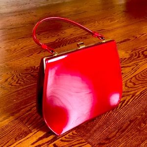 Vintage Ruby red patent leather or vinyl purse